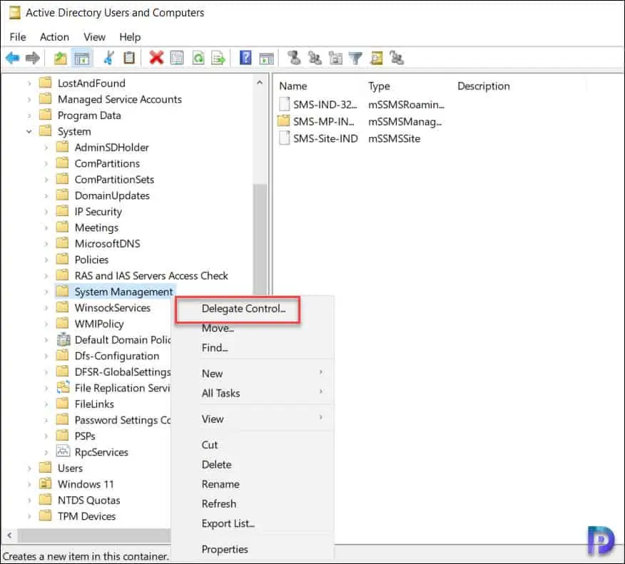 Create System Management Container for SCCM and Extend AD Schema 7 Delegate Permissions to System Management Container