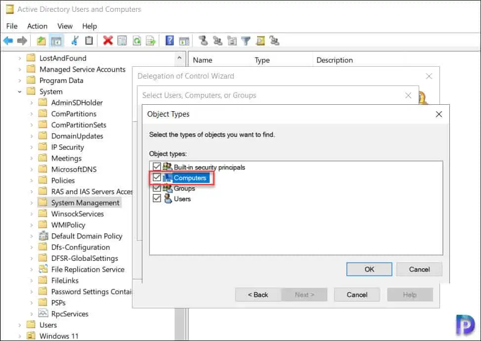 Create System Management Container for SCCM and Extend AD Schema 9 Select Computers as Object Types