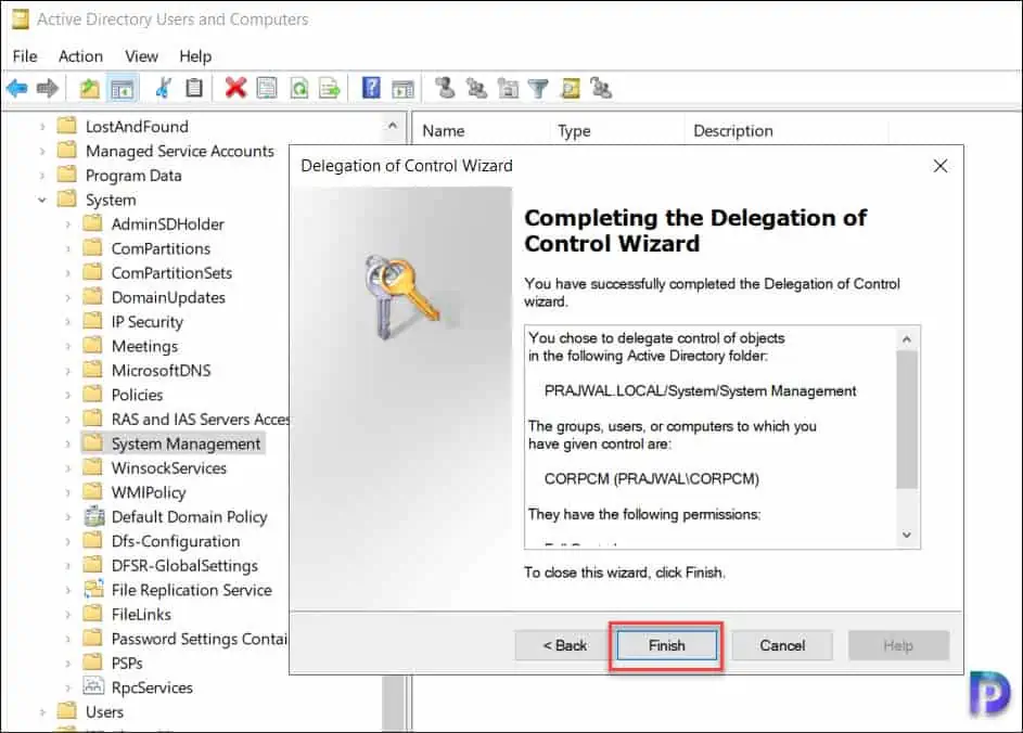 Create System Management Container for SCCM and Extend AD Schema 15 Close Delegation Control Wizard