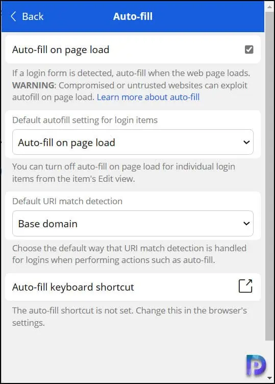 Autofill Logins in Browser using Bitwarden Extension 2 Enable Auto-fill on Page Load in Bitwarden
