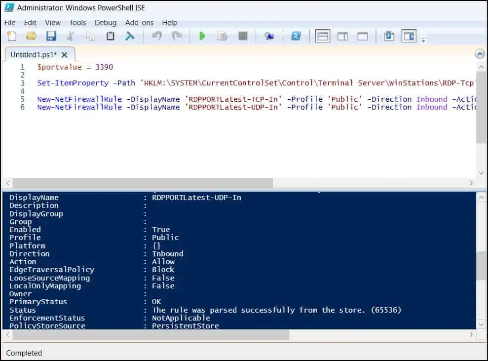 Change RDP Port using PowerShell