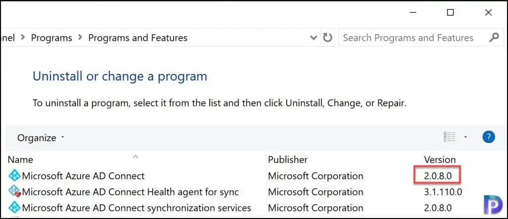 4 Easy Methods to Check Azure AD Connect Version 1 Check Azure AD Connect version in Programs and Features