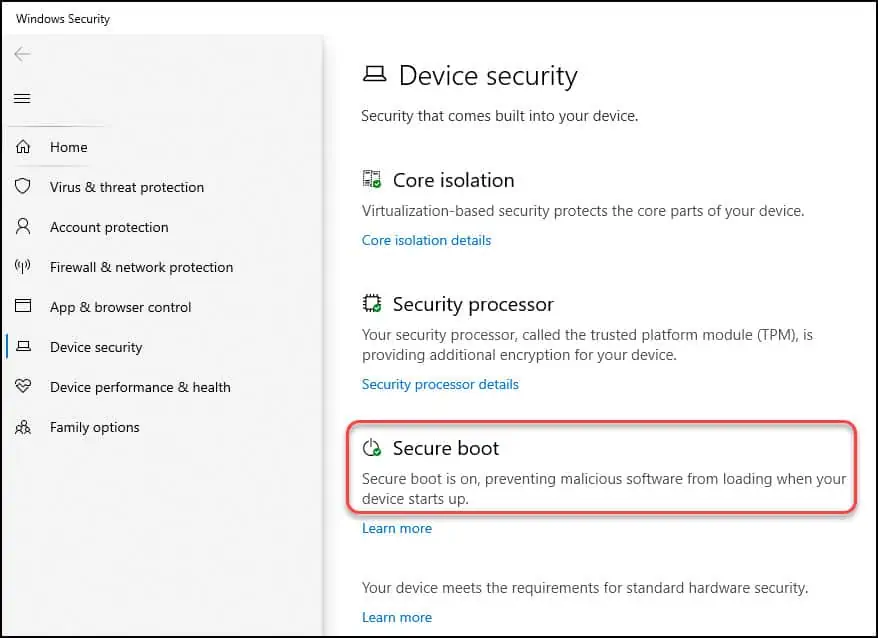 2 Ways to Check Secure Boot Status on Windows 11 3 Check Secure Boot Status via Windows Security Settings
