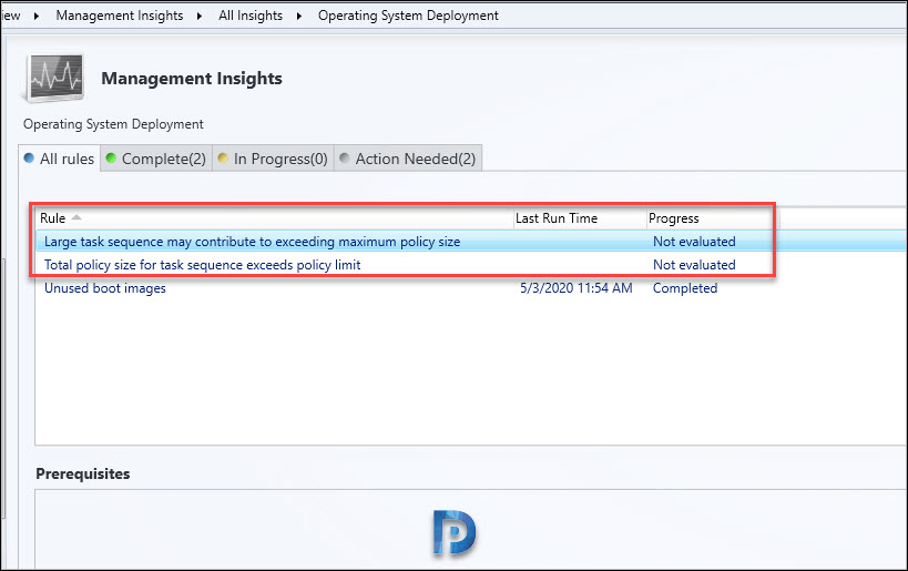 SCCM ConfigMgr 2004 Technical Preview 3 SCCM 2004 Management insight rules for OS deployment