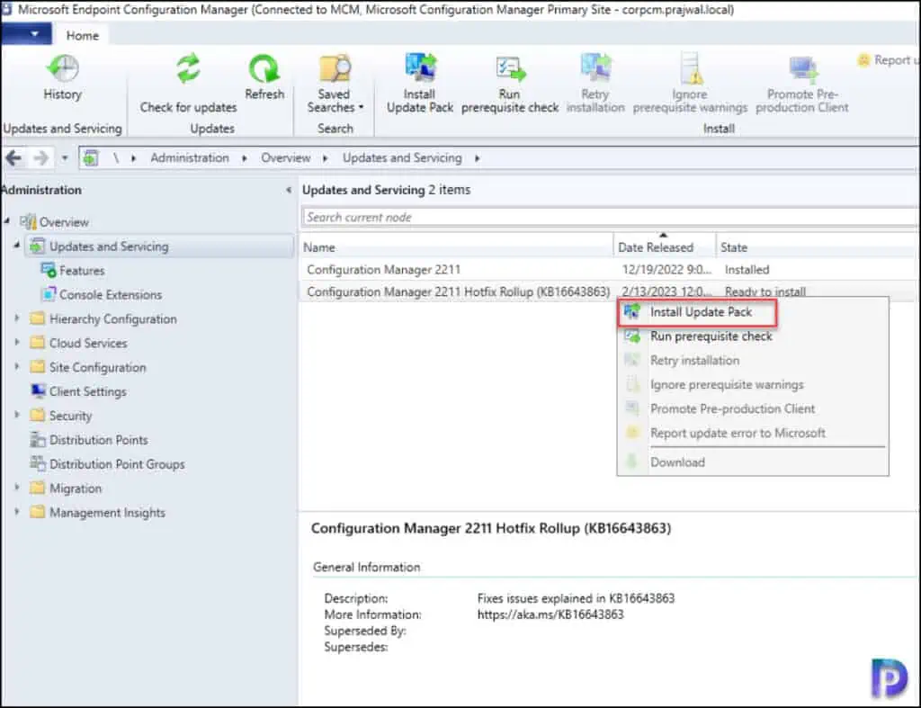 New ConfigMgr 2211 Hotfix Rollup KB16643863 Released 1 Install Configuration Manager 2211 Hotfix Rollup KB16643863