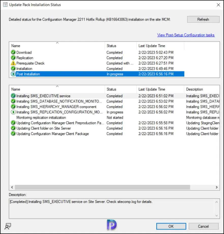 New ConfigMgr 2211 Hotfix Rollup KB16643863 Released 6 Monitor the KB16643863 Hotfix Update Rollup Installation Progress