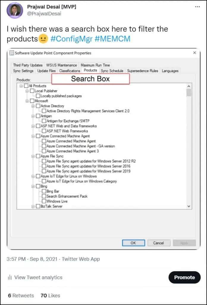 New ConfigMgr Software Update Point Filter Products 1 ConfigMgr Software Update Point Filter Products