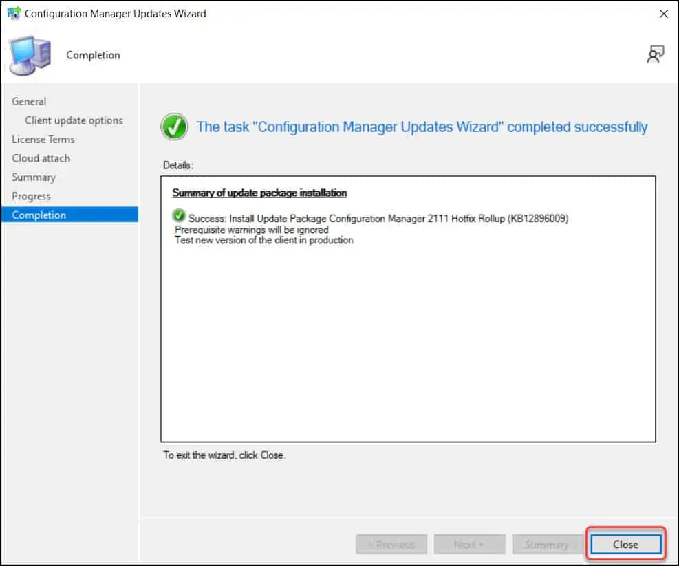 New Configuration Manager 2111 Hotfix KB12896009 6 Install Configuration Manager 2111 Hotfix KB12896009