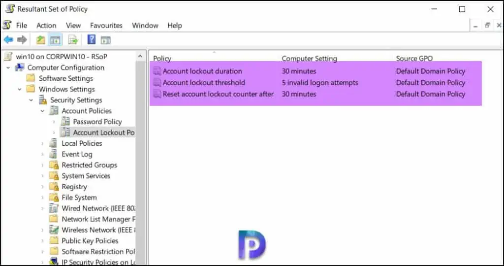 Check Account Lockout Policy Settings using RSOP