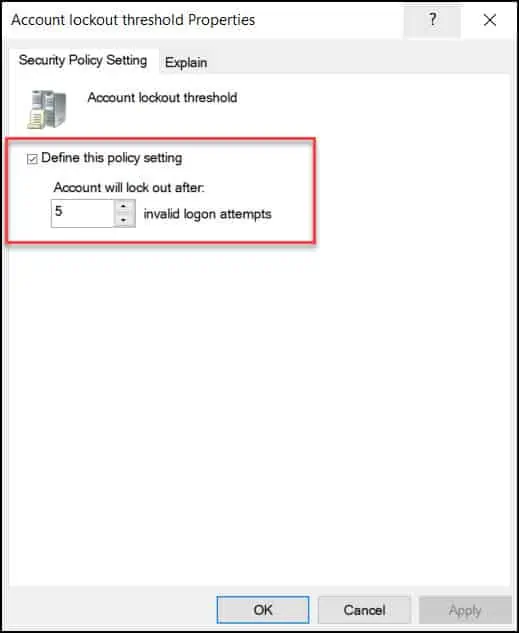 Configure Account Lockout Policy in Active Directory 6 Configure Account Lockout threshold