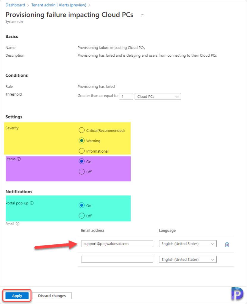 Configure Windows 365 Cloud PC Alerts in Intune 6 Customize the Cloud PC Alerts