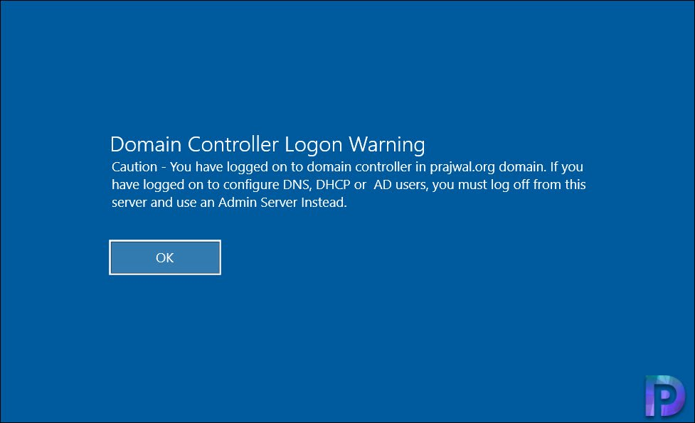 Configure Domain Controller Interactive logon Message 7 "Configure