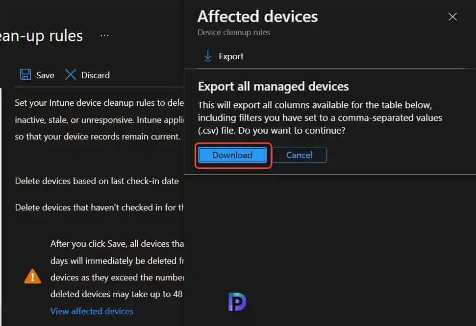 Configure Intune Device Cleanup Rules | Delete Stale Devices 6 Exporting the Affected Devices