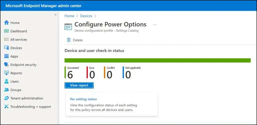 How to Configure Power Options using Intune 11 Monitor Deployment Status