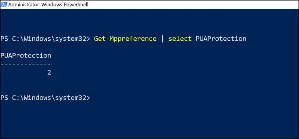 Configure PUA Protection using Group Policy 5 Check PUAProtection Value