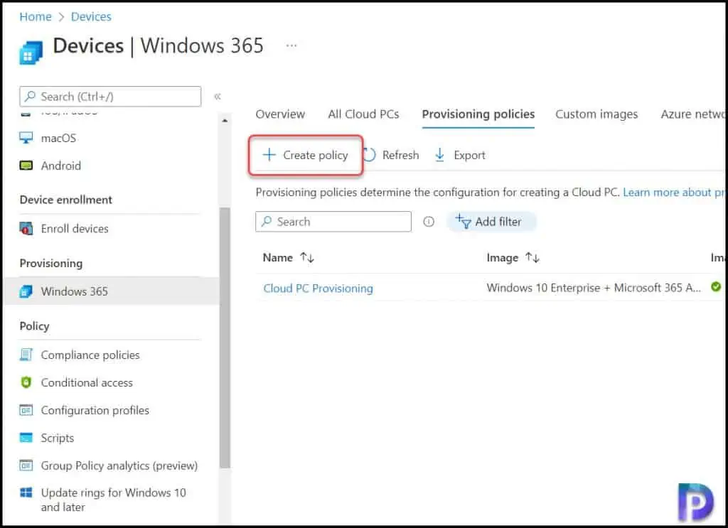 Setup Windows 365 Frontline Cloud PC Provisioning Policy 2 Create Provisioning Policy for Windows 365 Frontline Cloud PCs