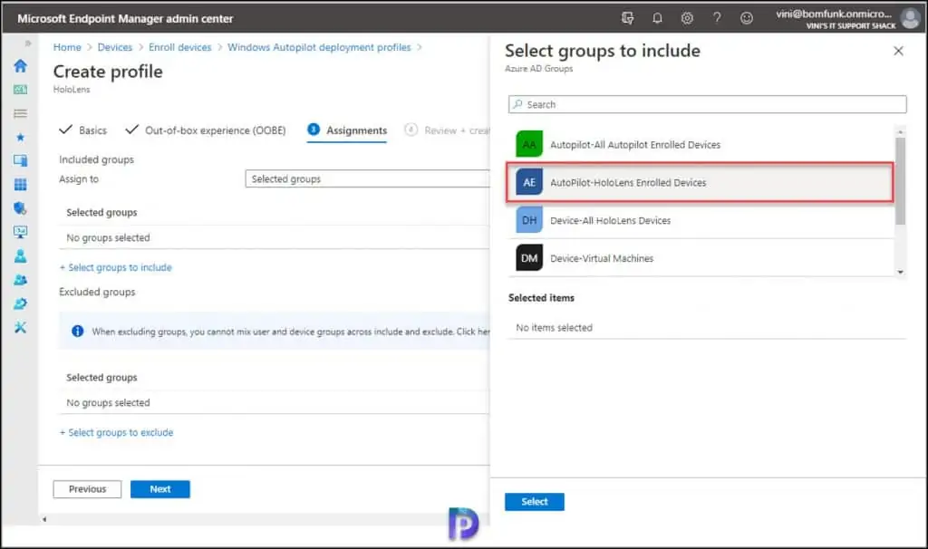 Create Autopilot Profile for HoloLens 2 Devices 16 Autopilot-HoloLens Enrolled Devices
