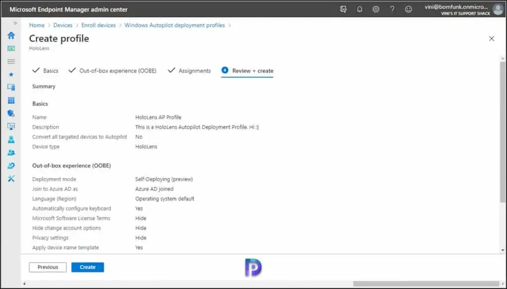 Create Autopilot Profile for HoloLens 2 Devices 17 Create Autopilot Profile for HoloLens 2 Devices