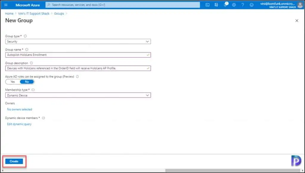 Create Autopilot Profile for HoloLens 2 Devices 7 Create Windows Autopilot Hololens Security Group