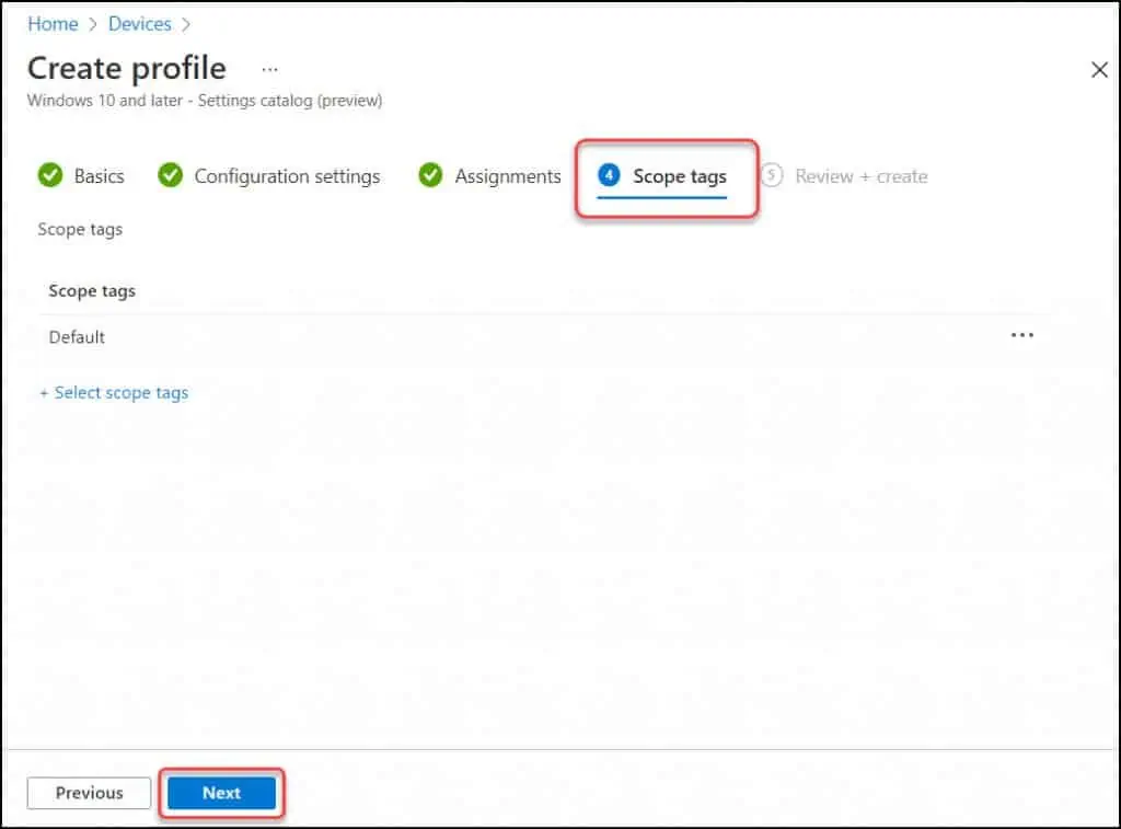 Create Intune Settings Catalog Policy 11 Scope Tags | Intune Configuration Profile