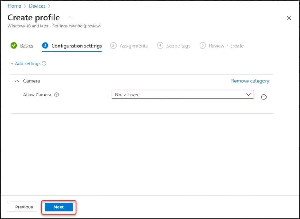 Create Intune Settings Catalog Policy 8 Intune Configuration Profile Settings