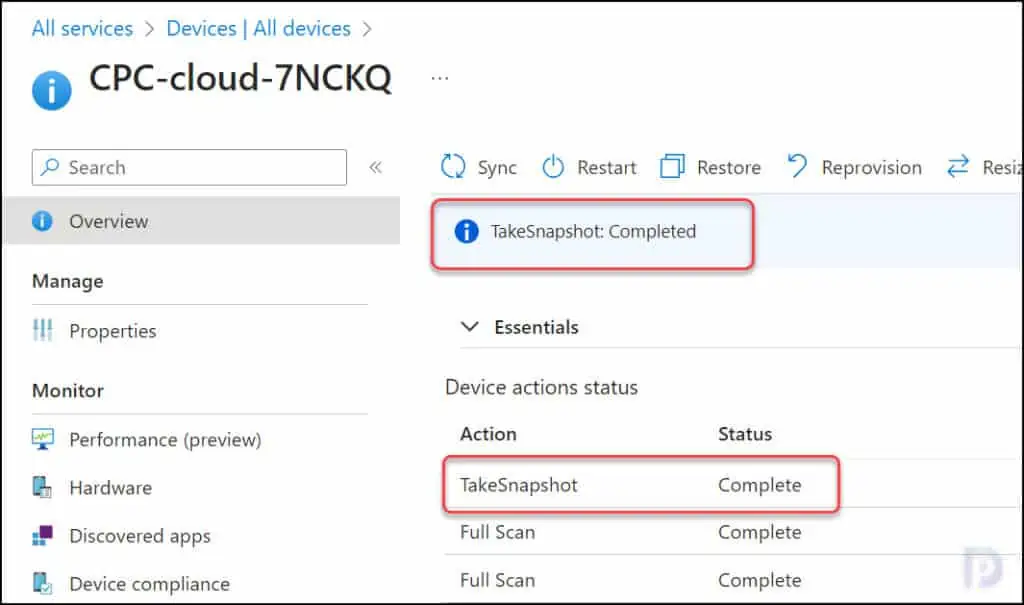 Create Manual Restore Points for Cloud PCs in Windows 365 6 Monitor the progress of Cloud PC Restore Point creation
