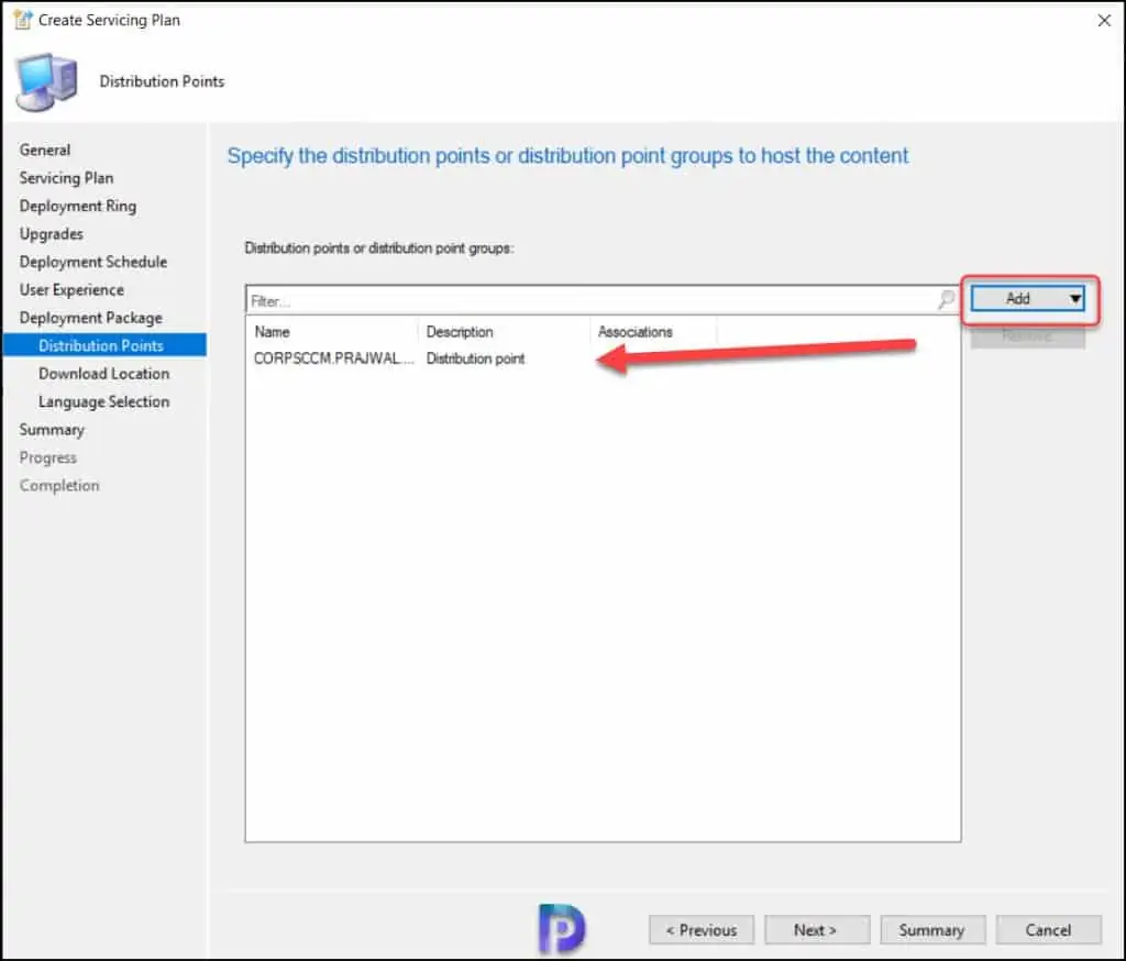 Create SCCM Windows 11 Servicing Plan for In-Place Upgrade 12 Specify Distribution Points
