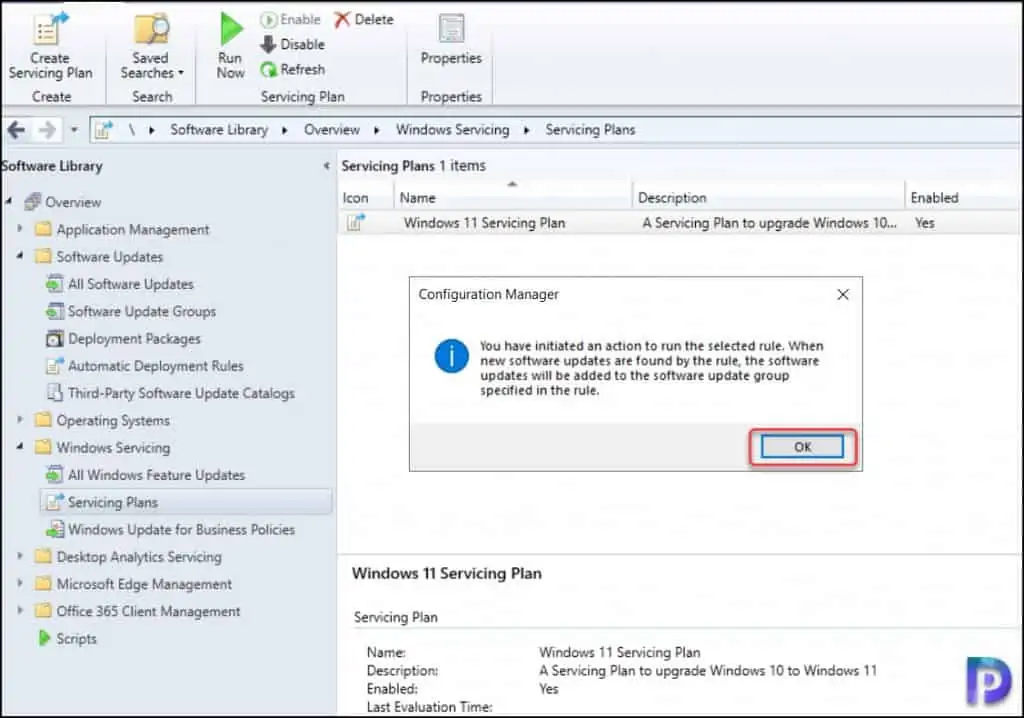 Create SCCM Windows 11 Servicing Plan for In-Place Upgrade 18 Run the Windows 11 Servicing Plan