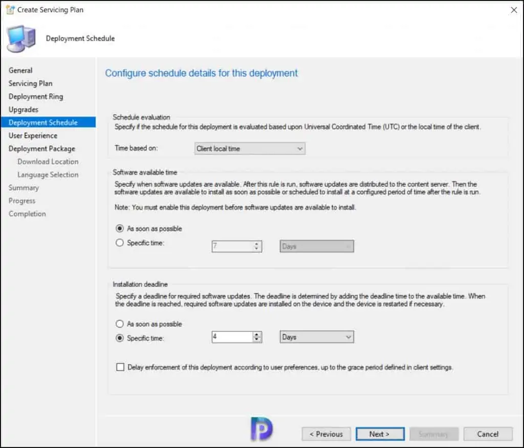 Create SCCM Windows 11 Servicing Plan for In-Place Upgrade 9 Windows 11 Servicing Plan Deployment Schedule