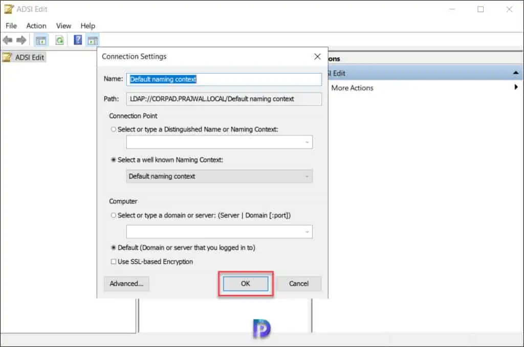 Create System Management Container for SCCM and Extend AD Schema 2 ADSI Connection Settings