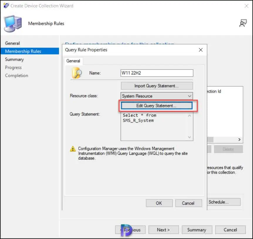 Create Windows 11 SCCM Device Collection 23H2 | 22H2 | 21H2 13 Edit Query Statement