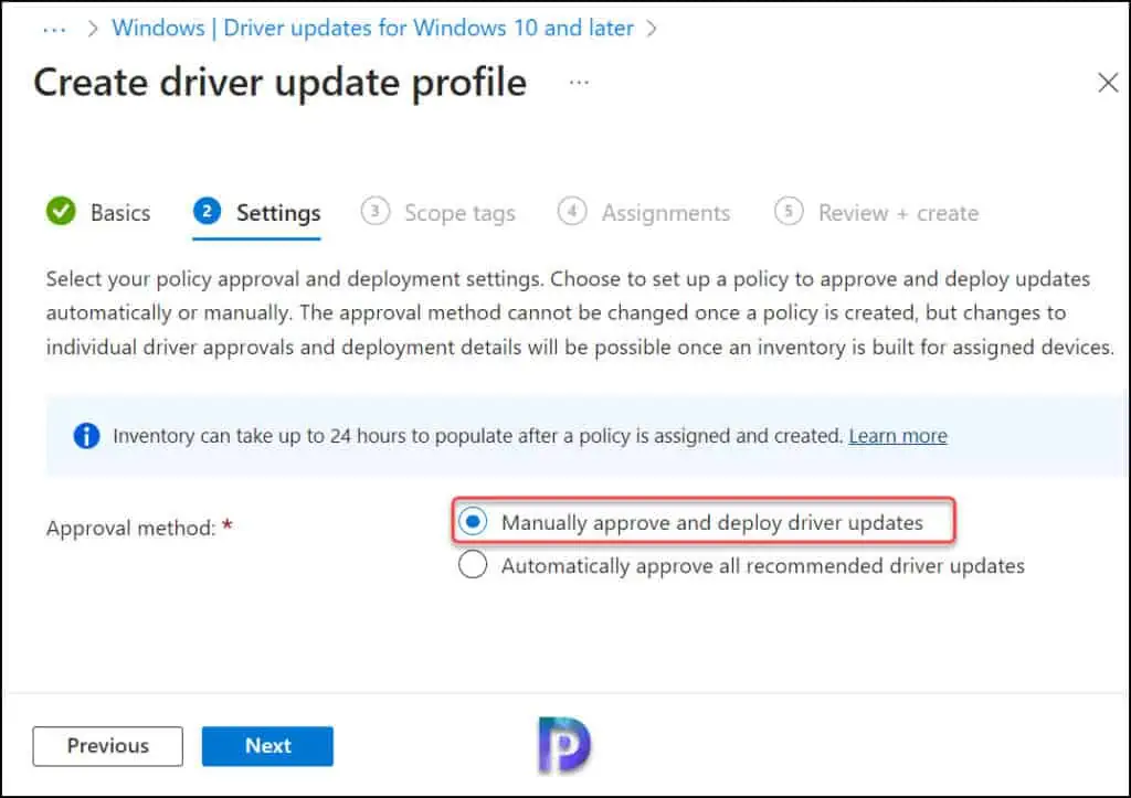 Manage Windows Driver Updates with Intune: A Complete Guide 5 Select Driver Update Policy Approval Method