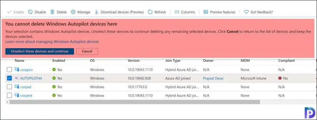 Delete Windows Autopilot Device from Intune and Entra ID 1 Unable to Delete Autopilot Devices in Azure