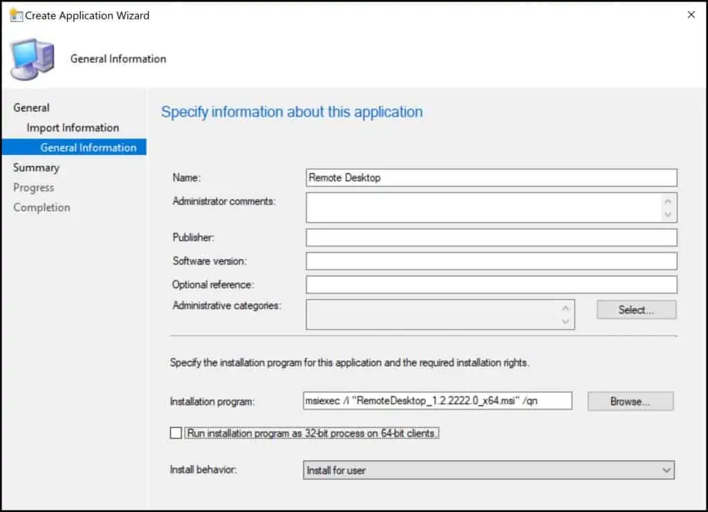 Deploy Remote Desktop Client using SCCM | ConfigMgr 4 Create Remote Desktop Client Application in SCCM