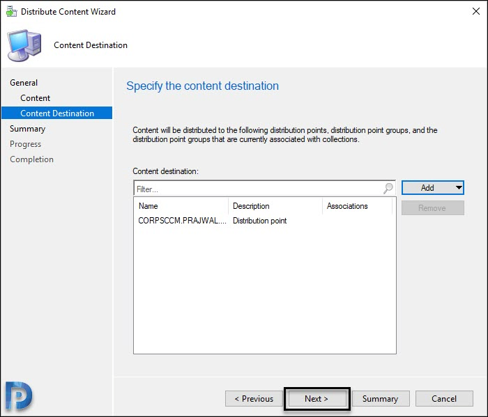 Deploy Windows 10 2004 using SCCM | Configuration Manager 24 Specify content destination
