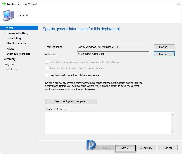 Deploy Windows 10 2004 using SCCM | Configuration Manager 28 Specify Deployment Information
