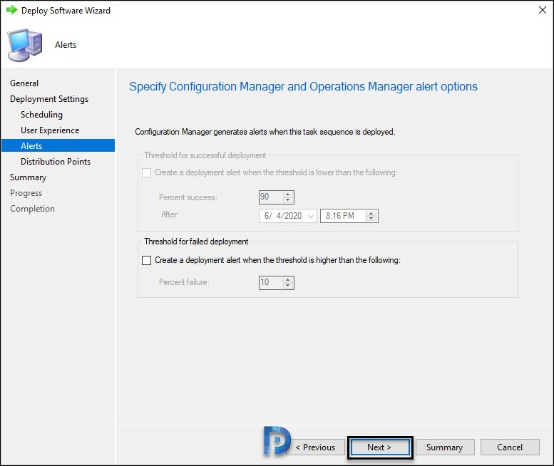 Deploy Windows 10 2004 using SCCM | Configuration Manager 32 Specify Configuration Manager and Operations manager alerts