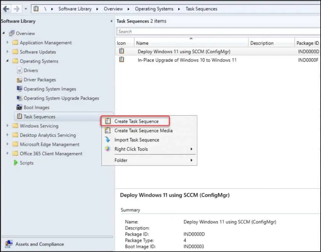 Create Windows 10 21H2 SCCM Task Sequence