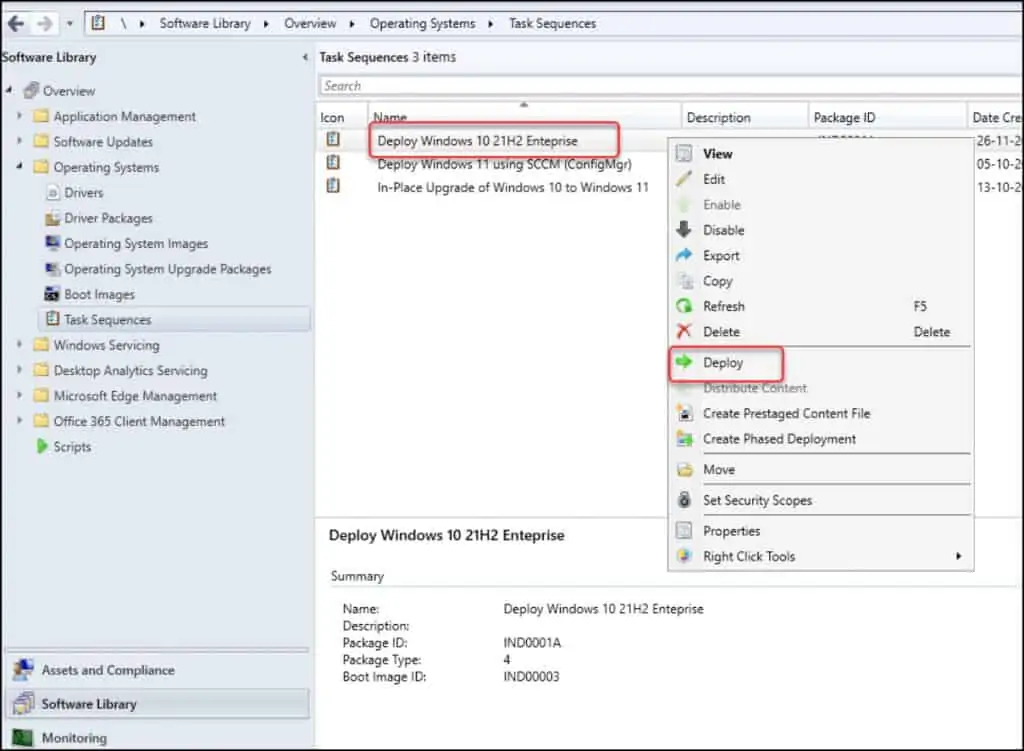 Deploy Windows 10 21H2 using SCCM