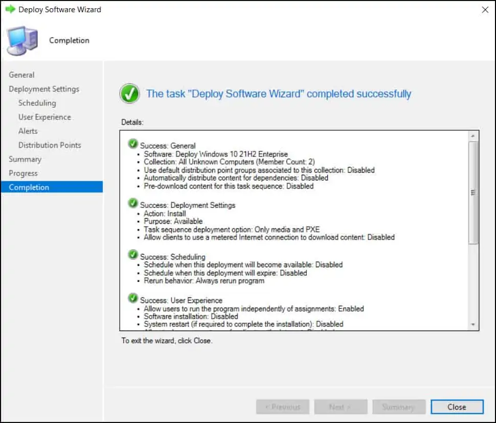 Easy Steps to Deploy Windows 10 21H2 using SCCM | ConfigMgr 26 Deploy Windows 10 21H2 using SCCM - Completion