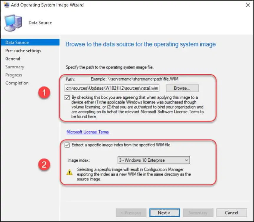 Import Windows 10 21H2 OS in SCCM