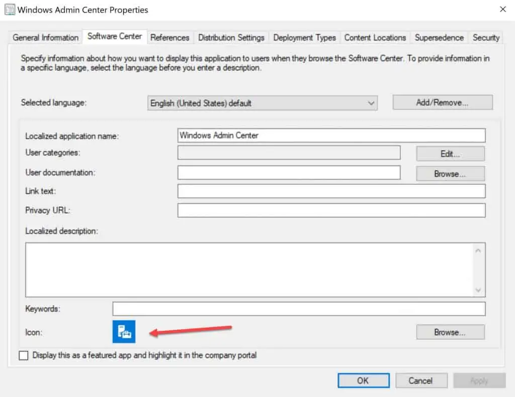Deploy Windows Admin Center using SCCM | ConfigMgr 6 Set Windows Admin Center Icon