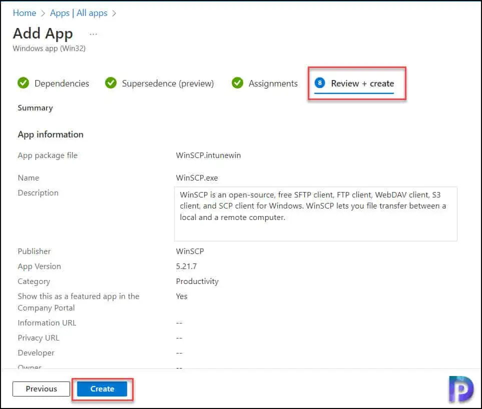 Step-by-Step Guide to Deploy WinSCP using Intune (Win32 App) 14 Create WinSCP App in Intune