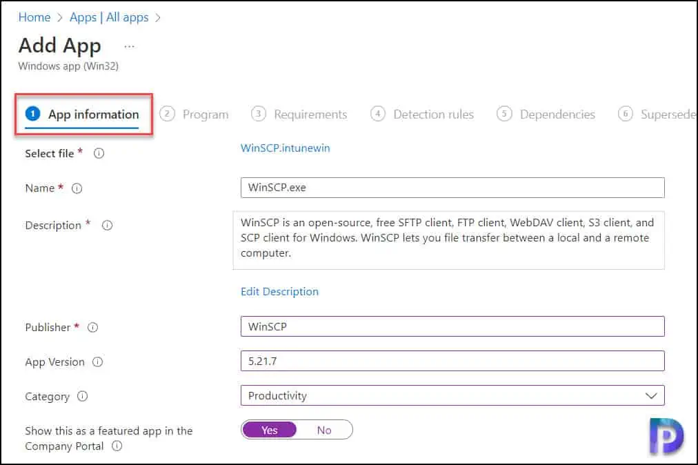 Step-by-Step Guide to Deploy WinSCP using Intune (Win32 App) 6 Configure WinSCP App Information