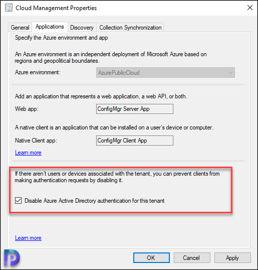 Top 8 New Features of SCCM 2010 1 Disable Azure AD authentication