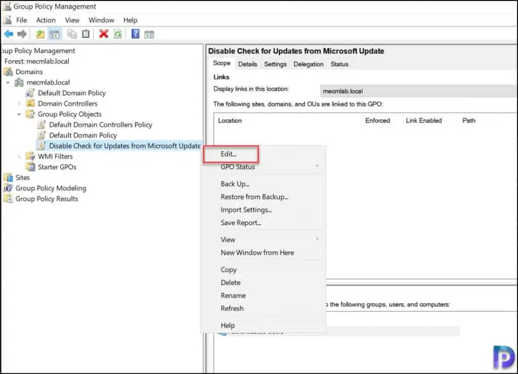 Disable Check for Updates using Group Policy (GPO) 4 Edit the Group Policy