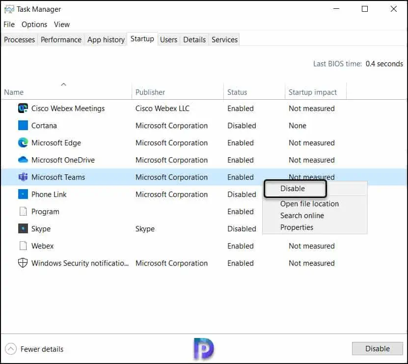 5 Methods to Disable Microsoft Teams Auto Startup on Windows 3 Disable Microsoft Teams Auto Startup from Task Manager