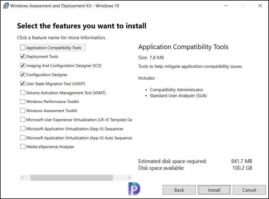 Download and Install ADK for Windows Server 2022 4 Select the ADK Features to Install