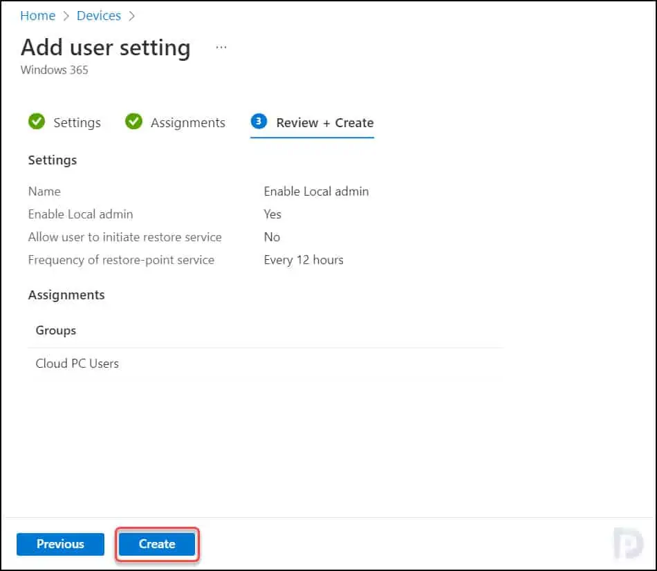 Enable Cloud PC Local Admin Access to User in Windows 365 5 Create Cloud PC Local Admin Access User Setting