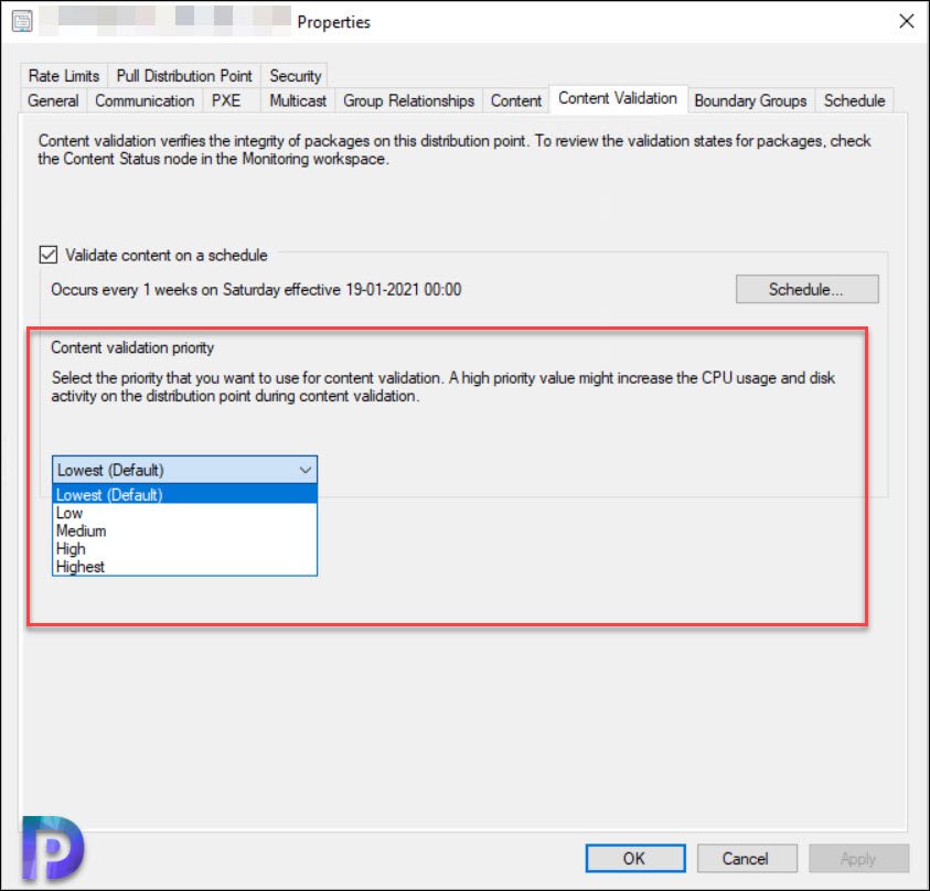 How to Enable Content Validation in SCCM on DP 3 Content Validation Priority